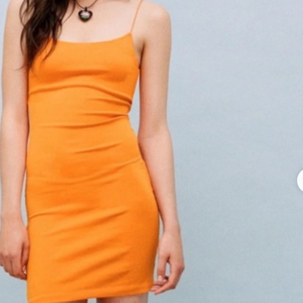 Zara Orange Spaghetti Strap Mini Dress